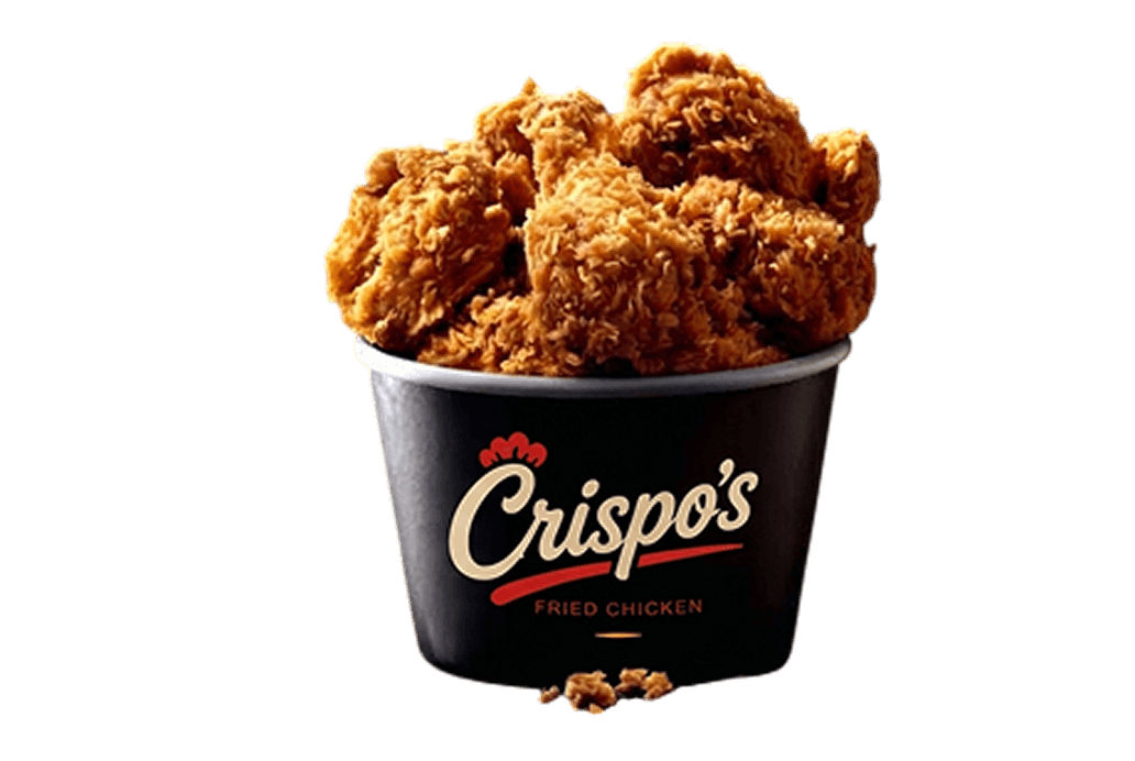 A Crispo’s bucket piled high with fried chicken